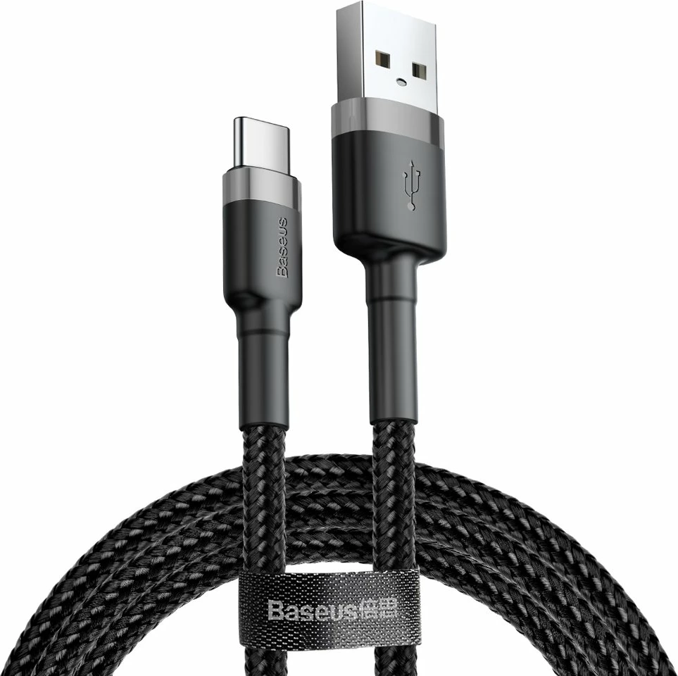 Kabel za polnjenje in prenos podatkov Baseus Cafule USB-A na USB-C, 3 m, sivo/črn