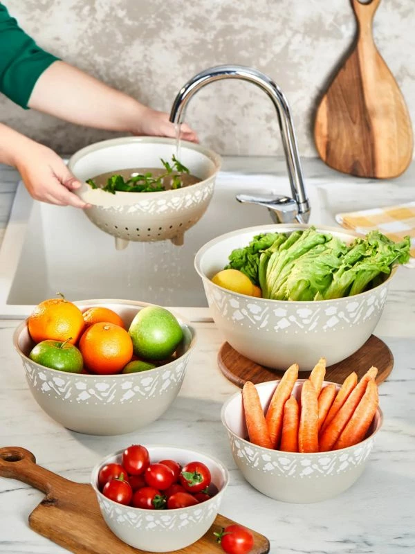 Komplet mešalnih in cedilnih posod, Hermia PZR-021, krem, 5 kosov