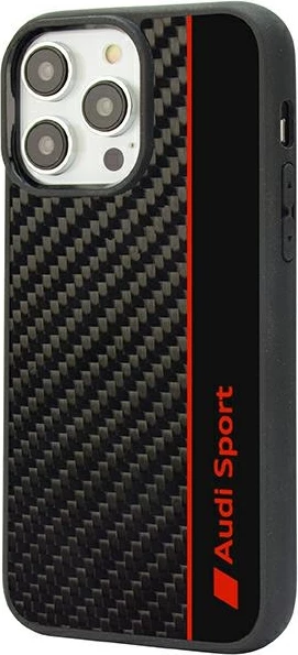 Športen zaščitni ovoj z ogljikovim vzorcem Audi za iPhone 14 Pro Max 6,7", črn