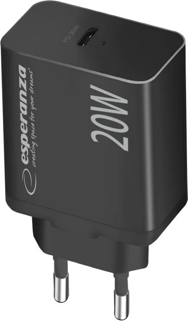Polnilec 20W, Esperanza EZC104K, črn