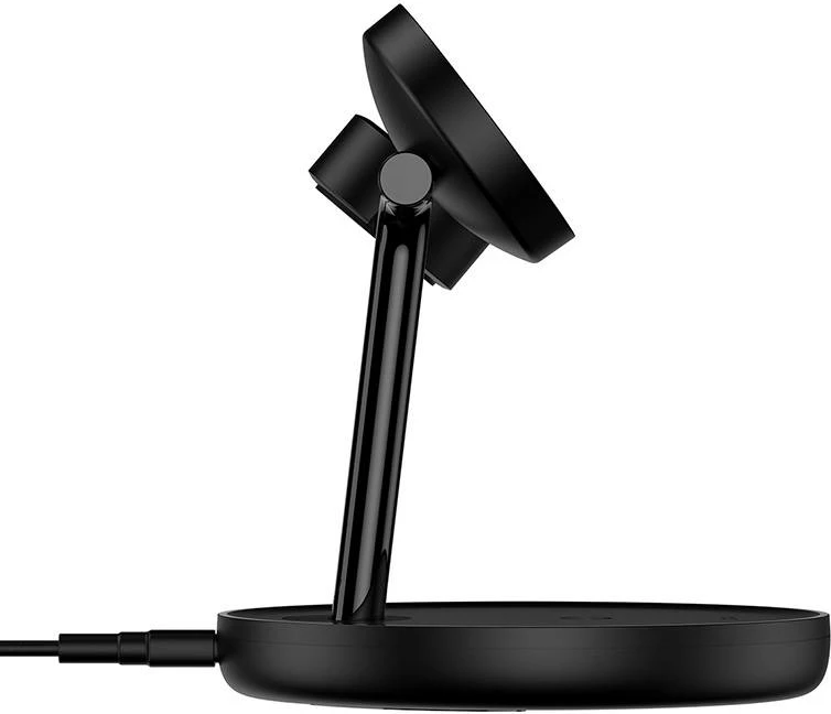 Brezžični polnilec 3-v-1 Baseus Swan, 15W, MagSafe, črn