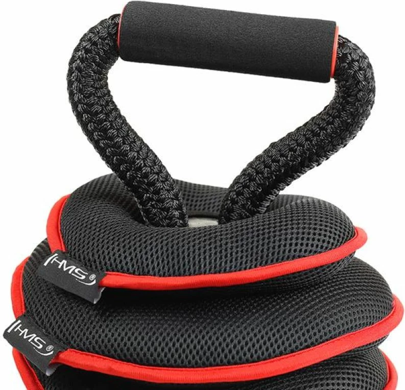 Mehki nastavljivi kettlebell za ženske in moške HMS, črno-rdeč