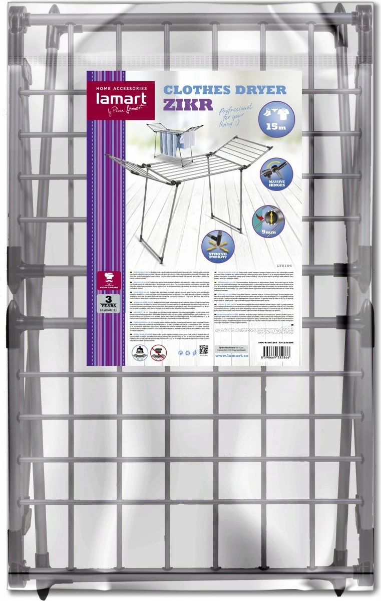 Sušilnik perila Lamart LT8104 ZIKR, 15 m, srebrn