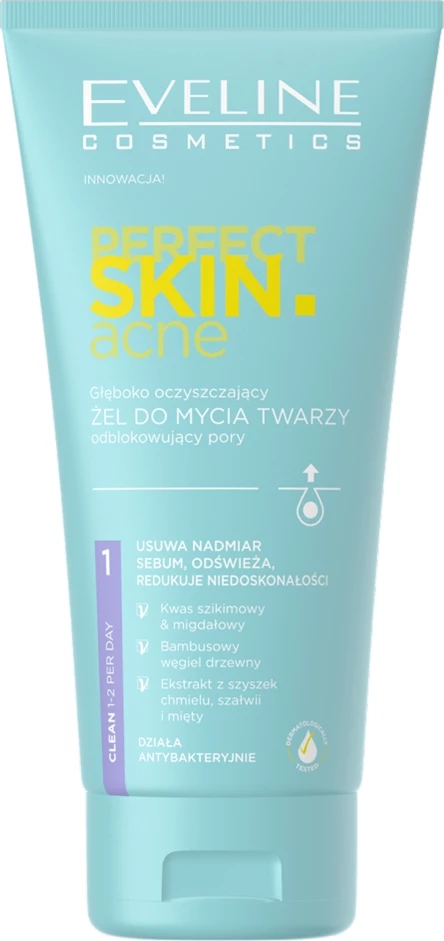 Gel za čiščenje obraza Eveline Cosmetics Perfect Skin.acne Deep Cleansing, 150 ml