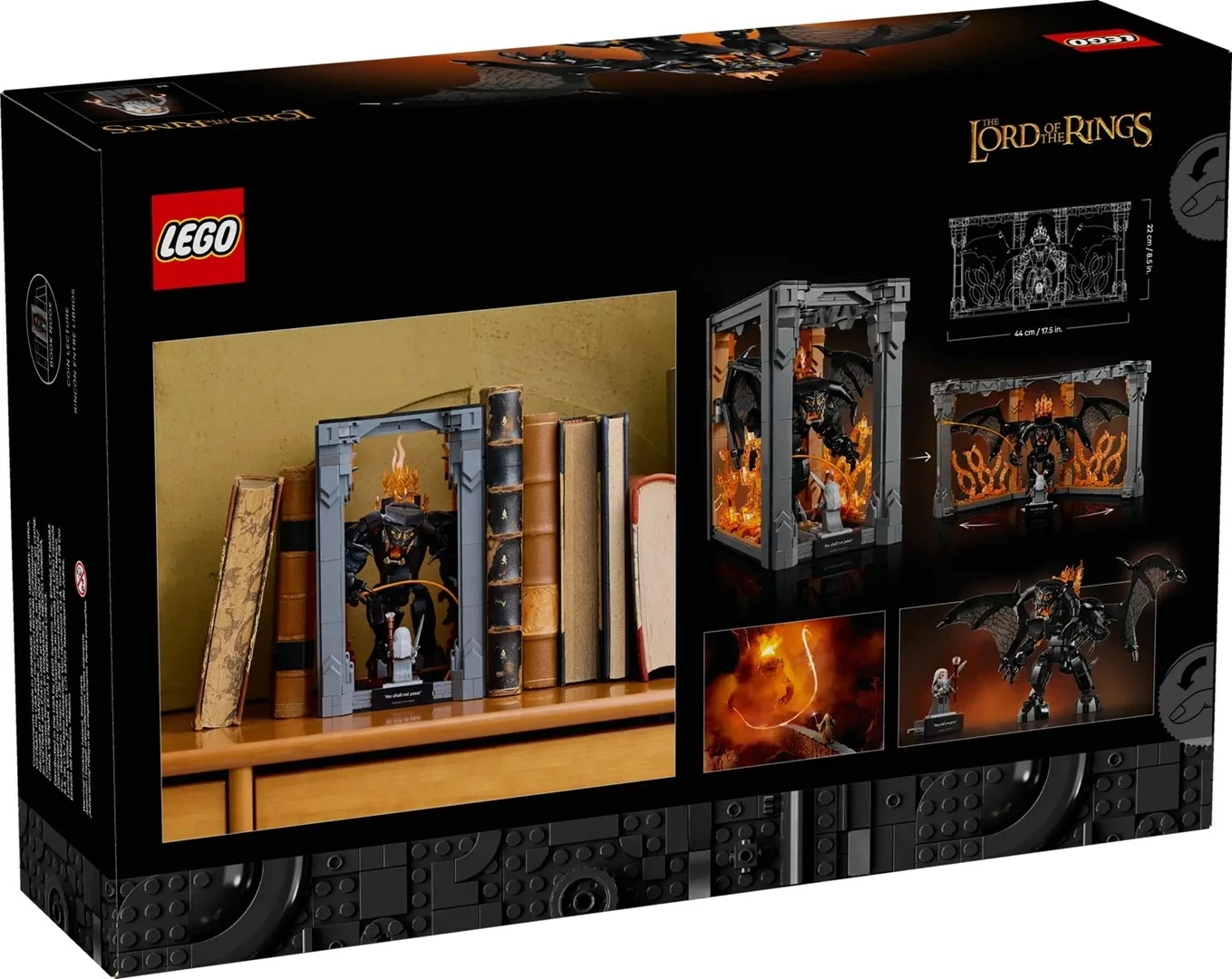 Dekorativni knjižni kotiček Lord of the Rings Balrog, LEGO ICONS 10367, za odrasle, 1 minifigura