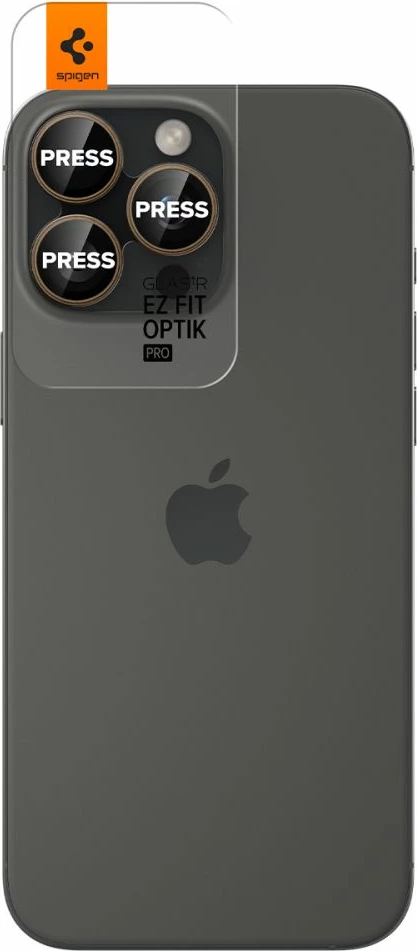 Zaščitno steklo za kamero Spigen Optik Pro GLAS.TR EZ FIT, za iPhone 13/14/15 Pro/Pro Max, rjavo, 2 kosa