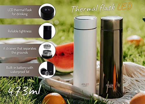 Termos z LED zaslonom, Adler AD 4506, 473 ml, črn