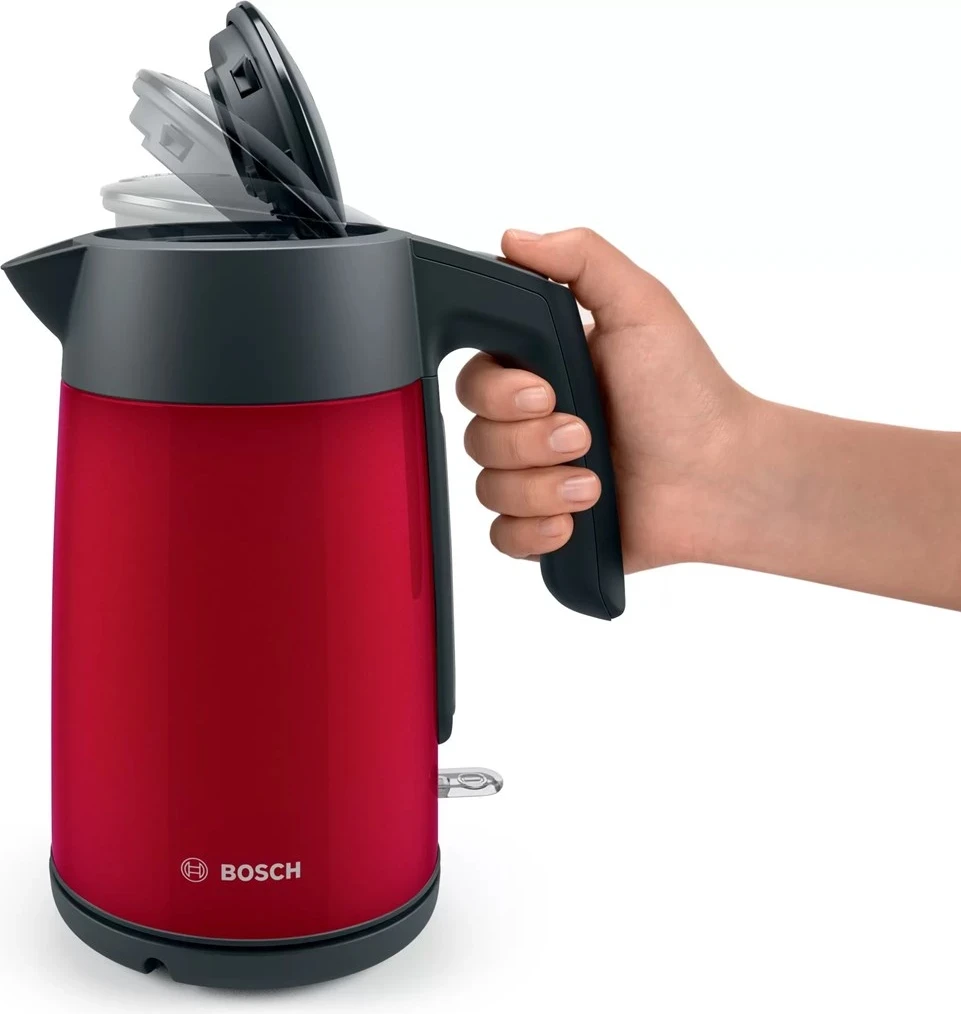 Električni kuhalnik vode Bosch TWK7L464, 1,7 L, 2400 W, rdeč