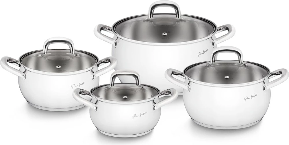 Set loncev Lamart SHAPE LT1111, nerjaveče jeklo, 1,2 L/2,4 L/3,6 L/6,2 L, s pokrovi, 4 kosi