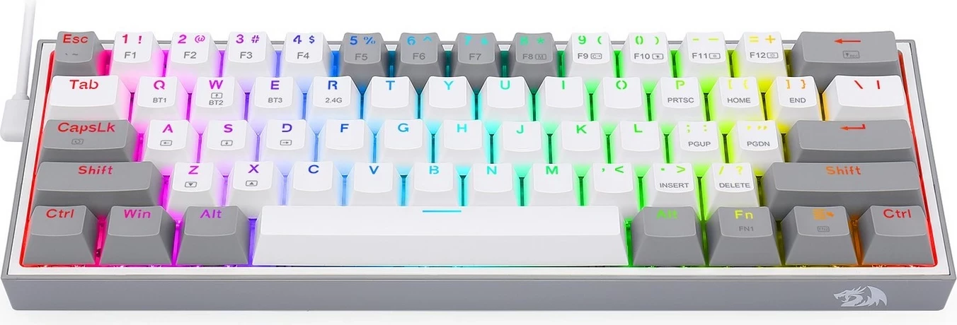 Mehanska tipkovnica Redragon K616 Fizz PRO, RGB, brezžična/žična, bela-siva