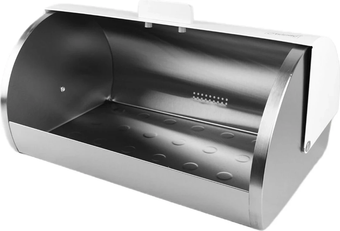 Kovinska škatla za kruh Maestro MR-1676, inox, cilindrična, bela