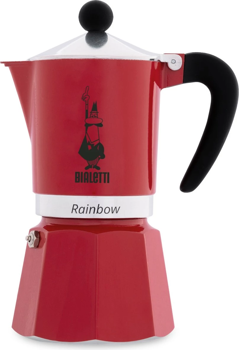 Moka aparat za 3 skodelice, Bialetti Rainbow, aluminij, rdeč