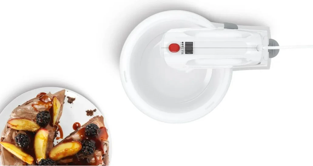 Ročni mešalnik, 375 W, bel s posodo Bosch MQWPL2000