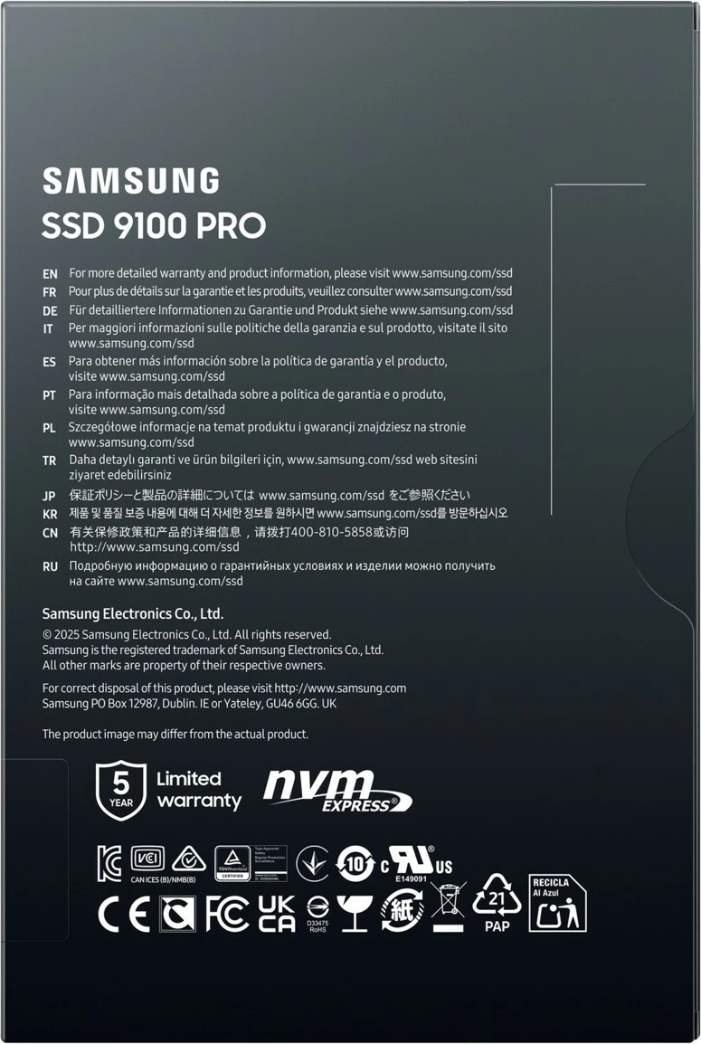 SSD zmogljiv Samsung 9100 PRO PCIe 5.0 NVMe M.2 1 TB