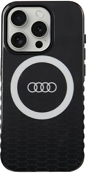 Ovitek za telefon MagSafe z velikim logotipom Audi za iPhone 15 Pro, črn
