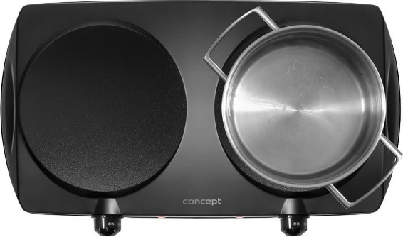 Električni štedilnik z dvema keramičnima ploščama, 2500 W, keramična plošča Ø 19,2 cm, nastavljiva temperatura, črn, Concept VE3060