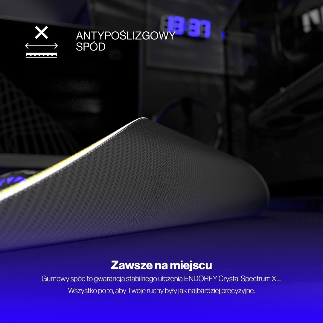 Velik XL podloga za miško Crystal Spectrum, Endorfy, za igralce, mešane barve