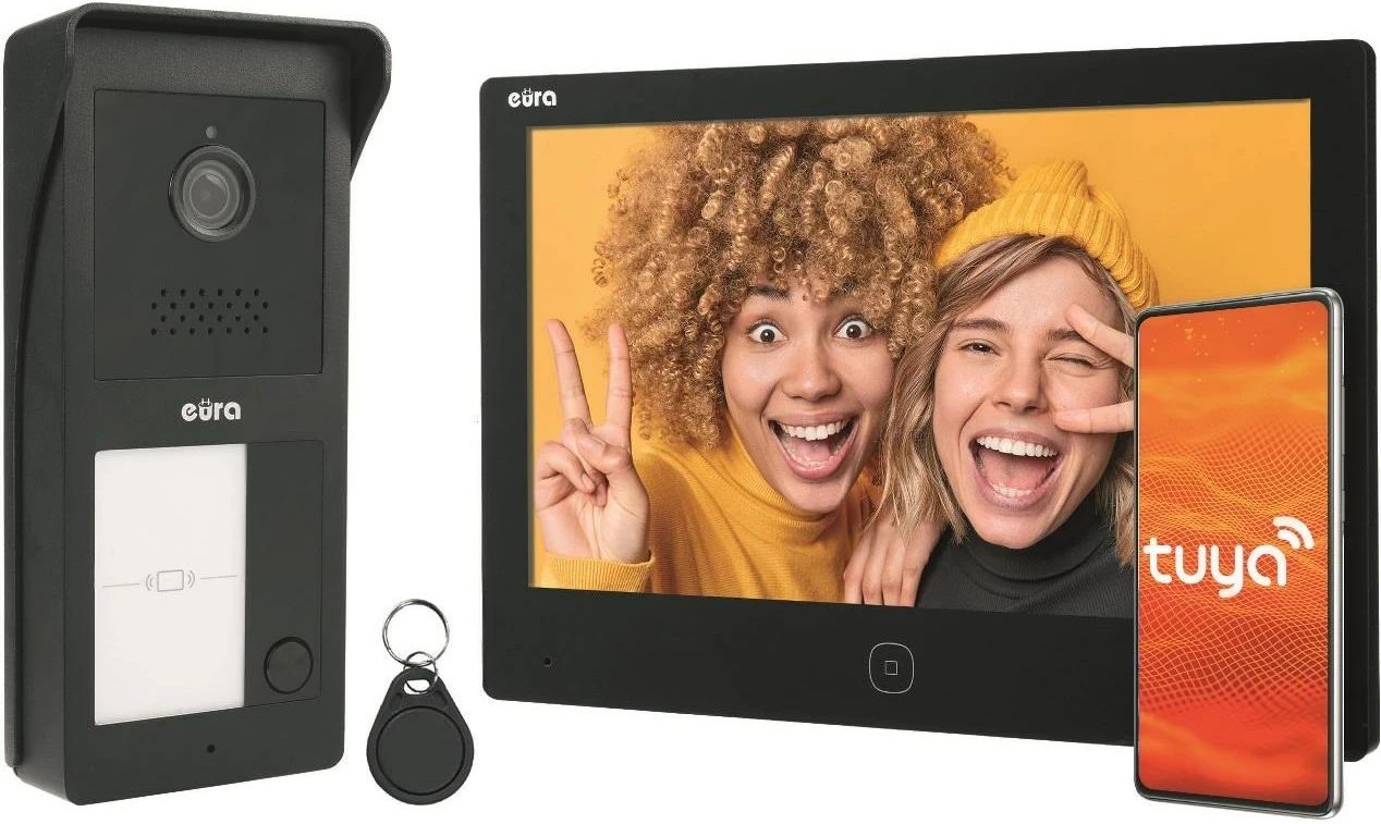 Video domofon eura VDP-49A3-2TY, velik zaslon, Tuya, črn