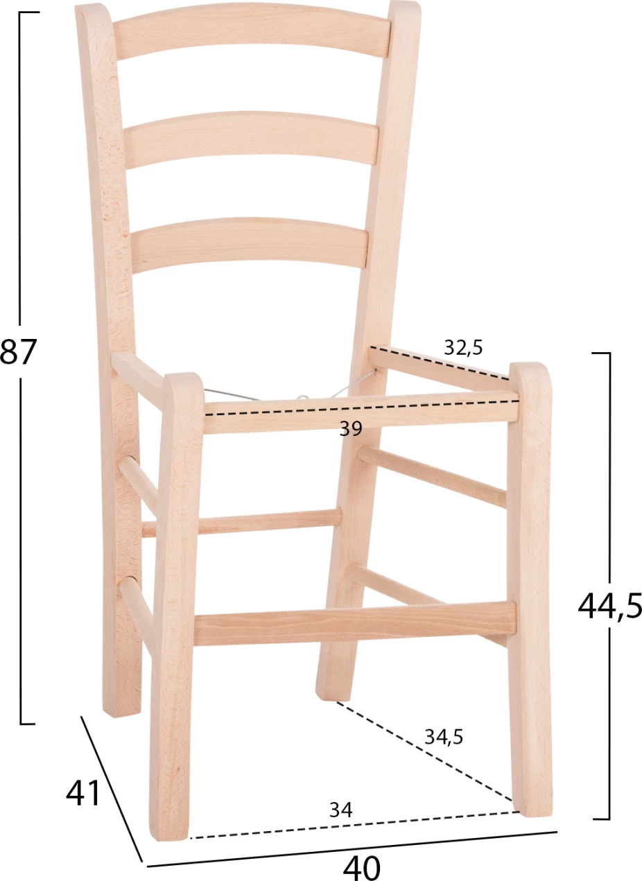 Stol PAROS FH5585.02 bukov les impregniran-nepobarvan 40x41x87Hcm. Samo okvir