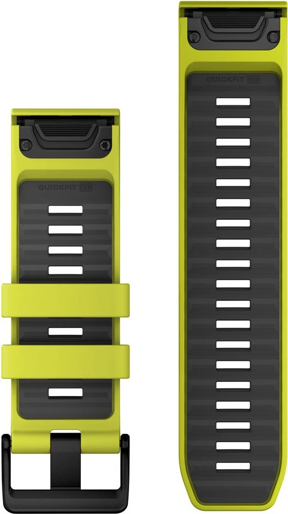 Silikonski pašček 26 mm za pametno uro, Garmin QuickFit, grafit/rumena