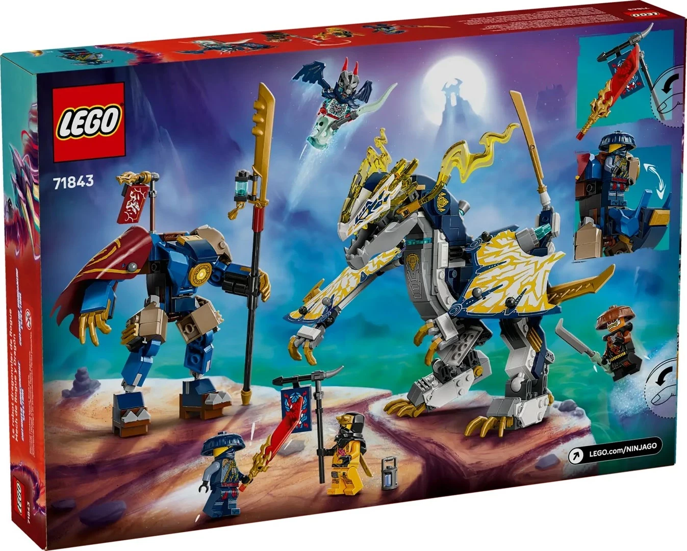 Komplet mehaničnega zmaja Rogue’s Mech Dragon Rider, LEGO NINJAGO 71843, s 4 minifigurami
