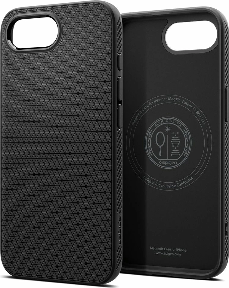 Zaščitni ovitek Liquid Air Mag MagSafe za iPhone 16e, Spigen, črn, polprosojen