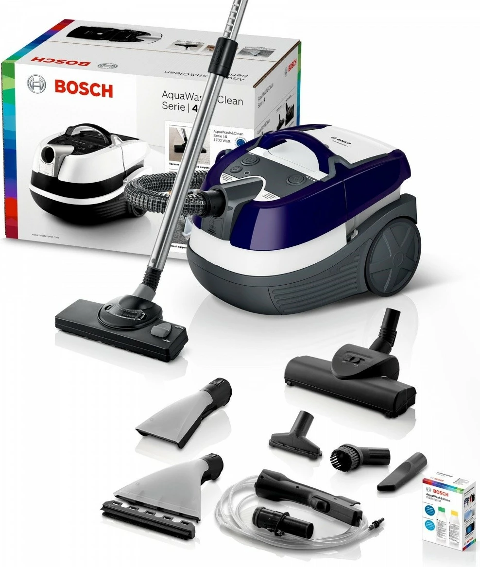 Sesalnik na vodo Bosch Aqua Wash&Clean BWD41740, 1700 W, 5 L, siva/vijolična
