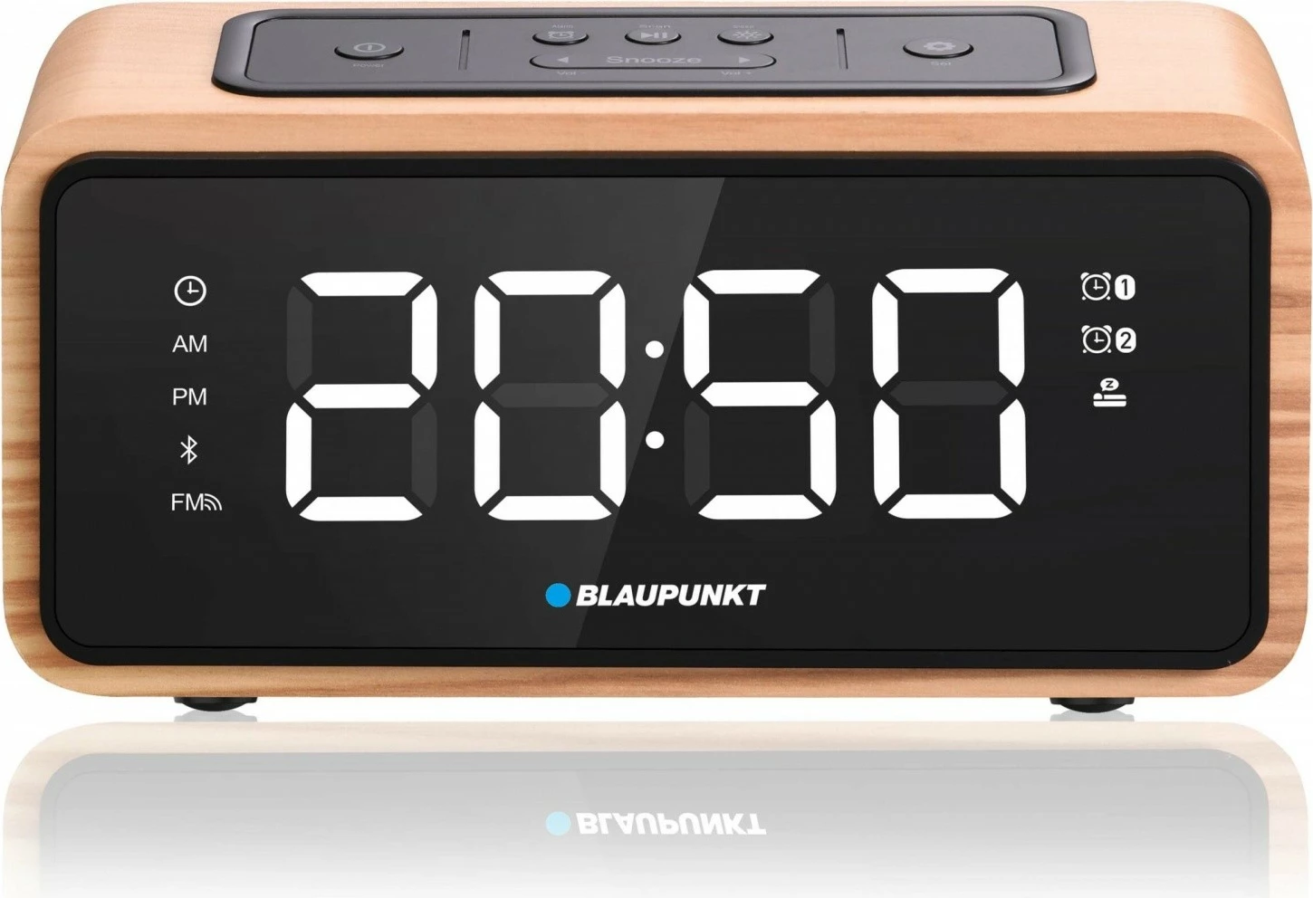 Digitalna budilka z Bluetooth in FM radijem Blaupunkt CR65BT, črna z videzom lesa
