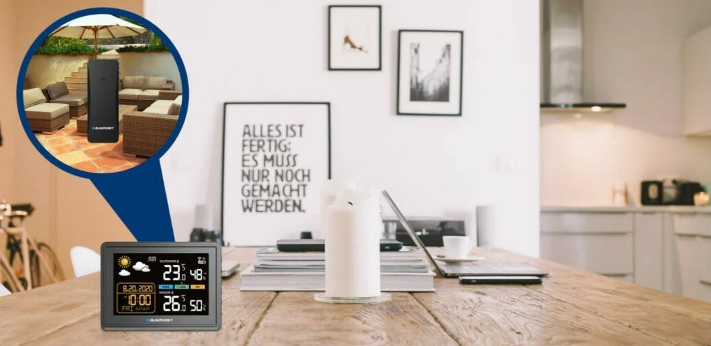 Vremenska postaja Blaupunkt WS30BK, z zunanjim senzorjem, LCD zaslon, črna