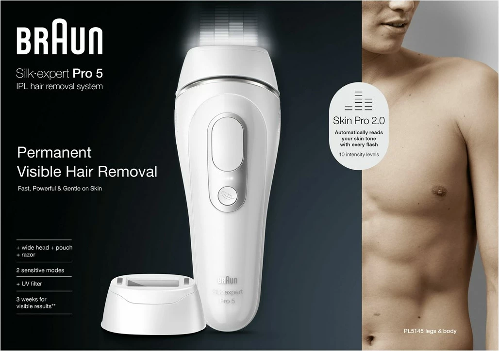 Napredna depilacijska naprava IPL Braun Silk‑expert Pro PL5145, bela