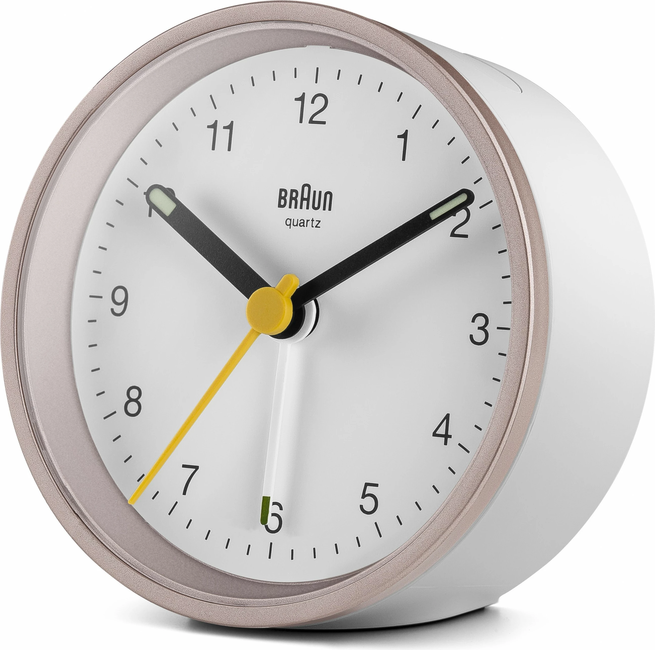 Namizna ura, kuarc, bela z roza detajema Braun BC12PW