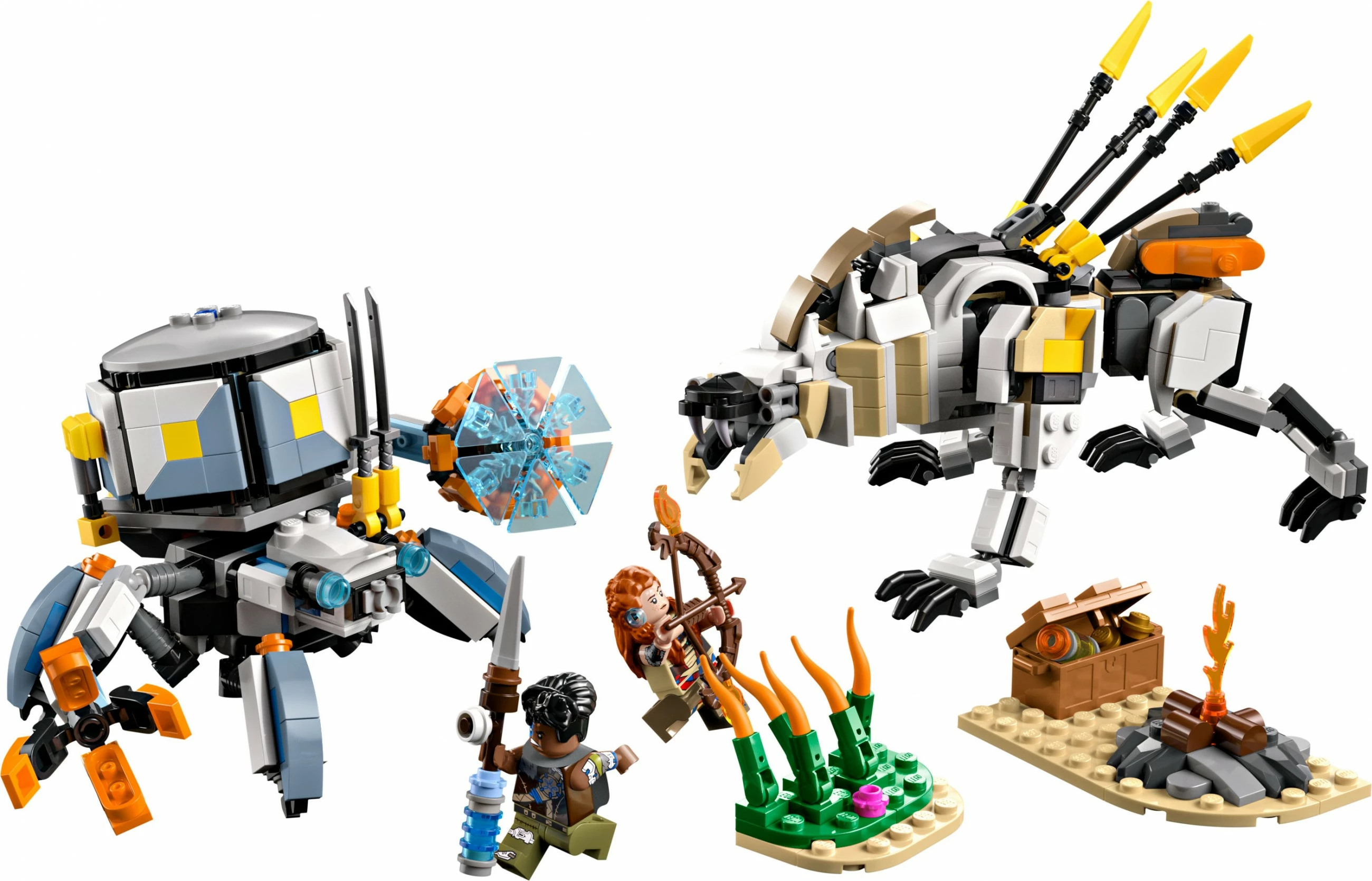 Set gradnje Horizon Adventures 77037, Aloy & Varl proti Shell-Walker & Sawtooth, 768 kosov, večbarven