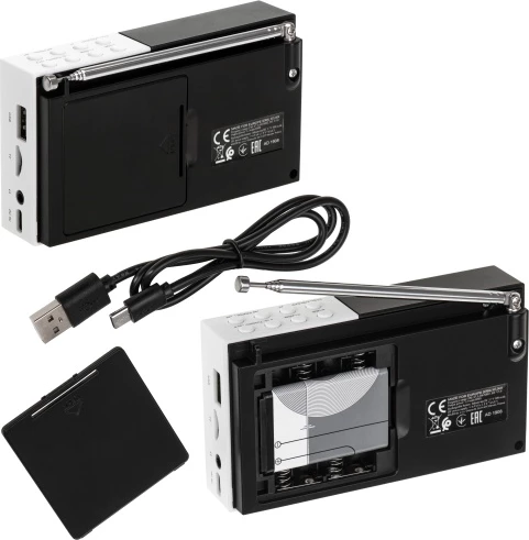 Digitalni radio PLL AM/FM, Adler AD 1908, Bluetooth 5.0, USB/SD, 20 postaj, zaslon LCD, 1,2 W, baterija 800 mAh, bela in črna