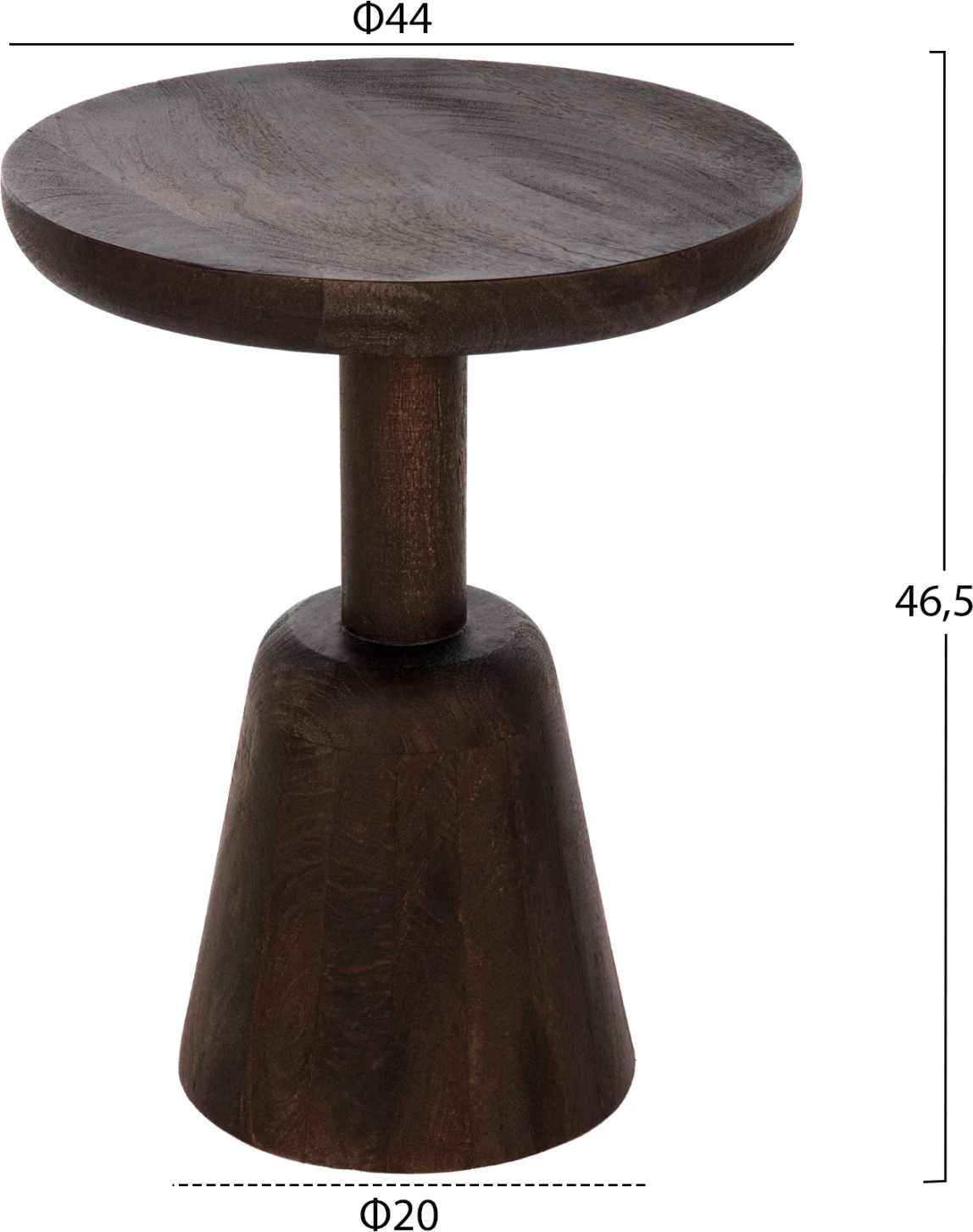 Okrogla klubska mizica CRABB FH9701 iz masivnega mangovega lesa Φ40x49.5Hcm