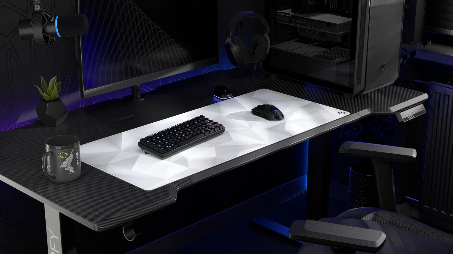 Velik bel podložek za miško Endorfy Crystal Onyx XL