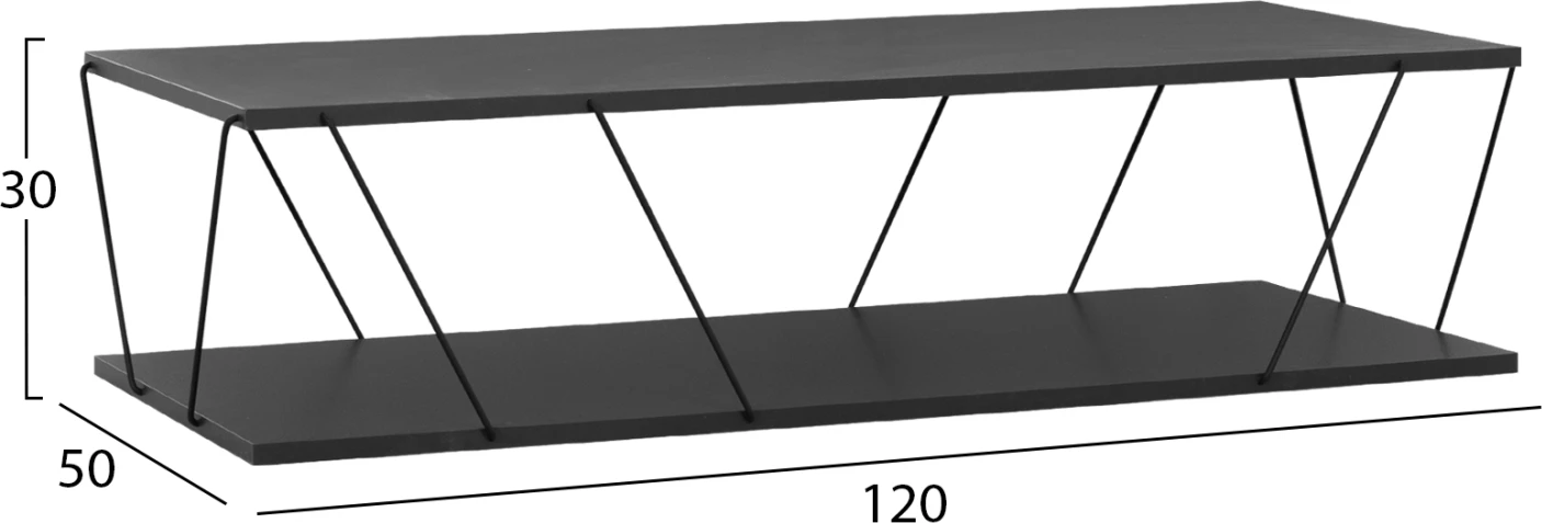 Klubska miza TARS FH8927.20 siva melamin-črne kovinske palice 120Χ50Χ30Hcm
