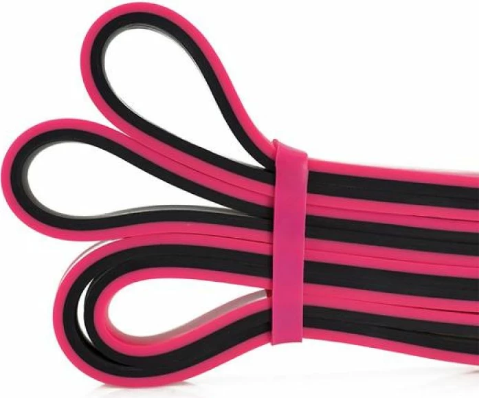 Elastični odporni trak za vadbo, HMS GU06, roza/črn, 13x5x2250 mm