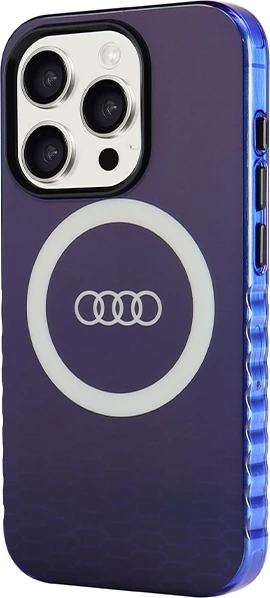 Zaščitni ovoj MagSafe z velikim logotipom Audi za iPhone 15 Pro, blu
