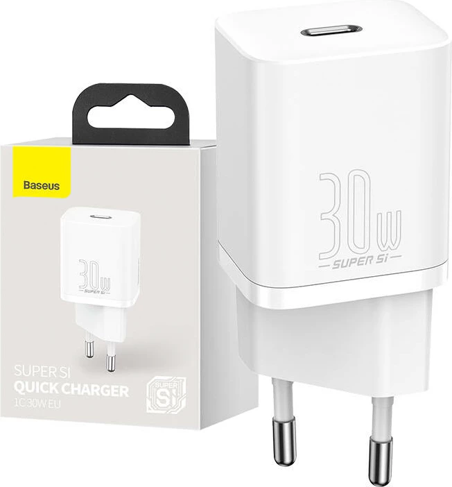 Hitri polnilec Baseus Super Si 1C, 30W, USB-C, bel
