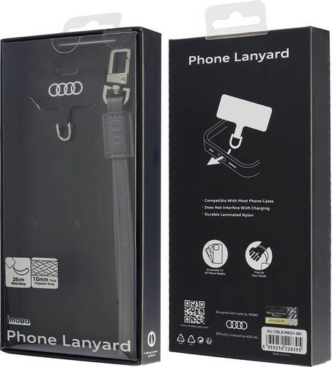 Trak za pametni telefon, Audi, univerzalen, 28 cm x 10 mm, ekološko usnje, siv