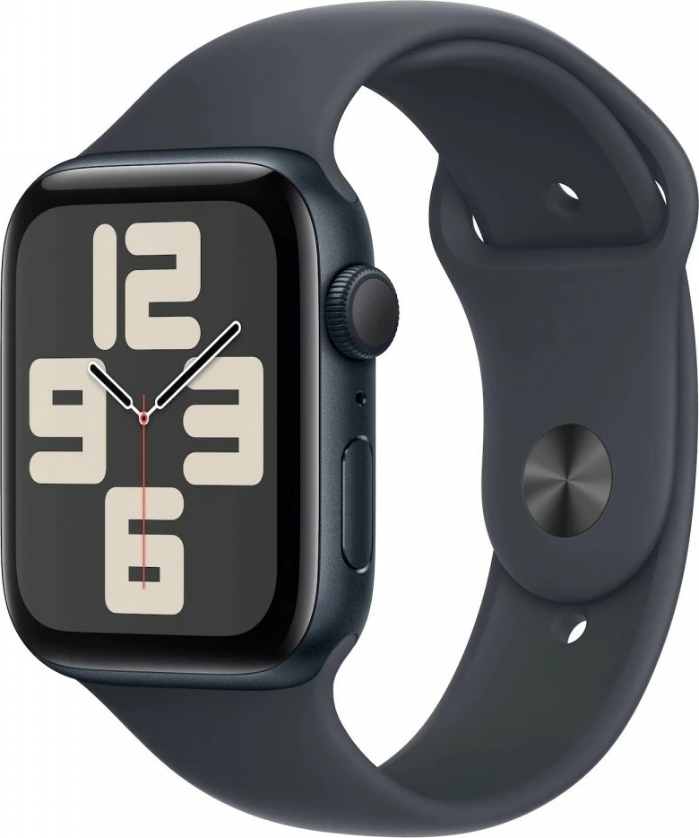 Pametna ura Apple Watch SE, 44 mm, aluminijasto ohišje midnight, športni pašček midnight S/M