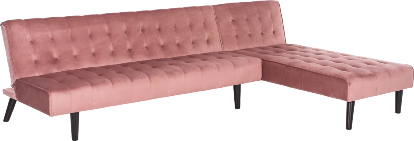 Kotna zofa-postelja ZELDA reverzibilna FH3154.12 žamet v barvi prašno roza 254x163x74H cm