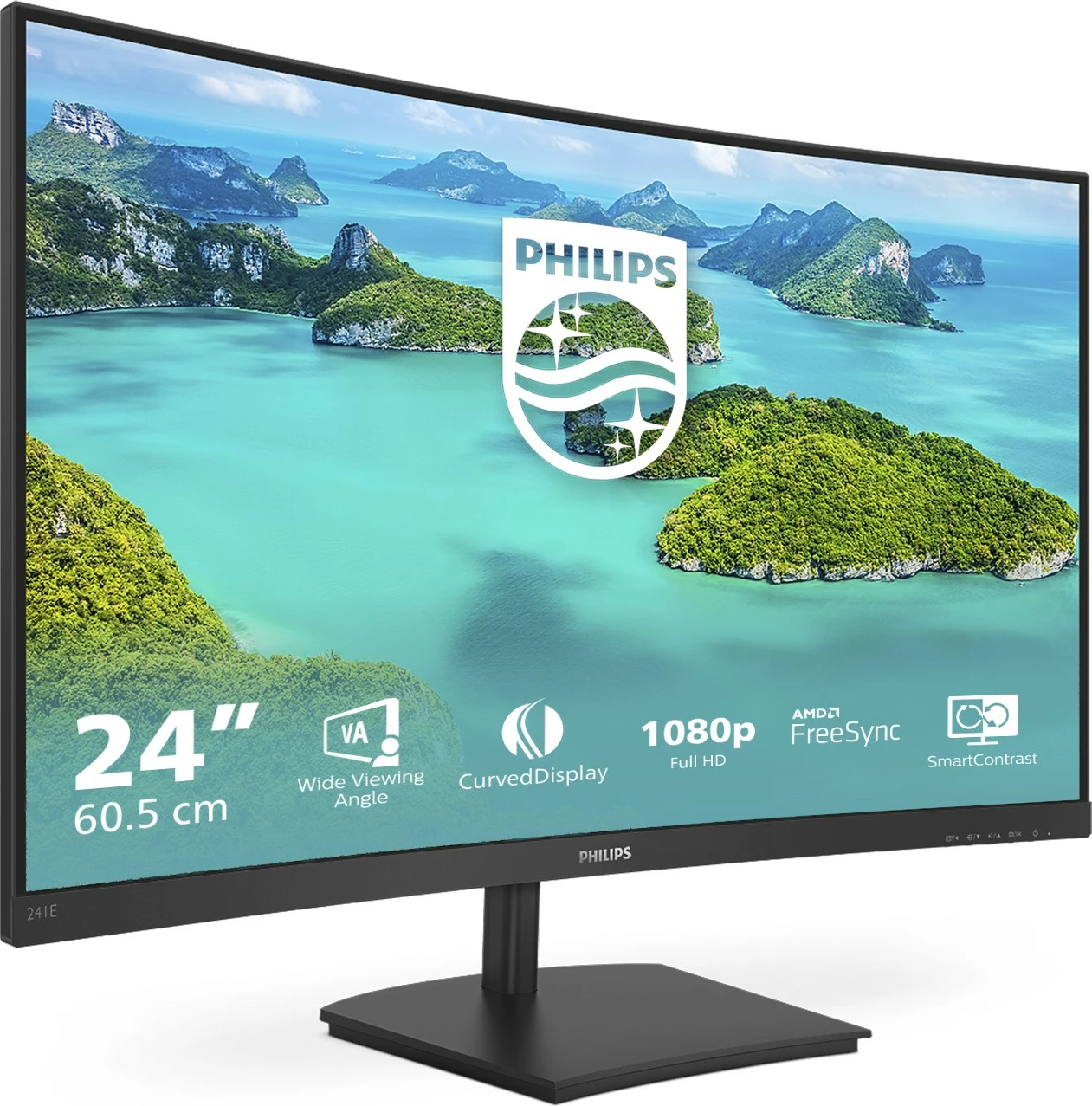Zakrivljen 23,6" monitor Full HD Philips 241E1SCA/00, črn