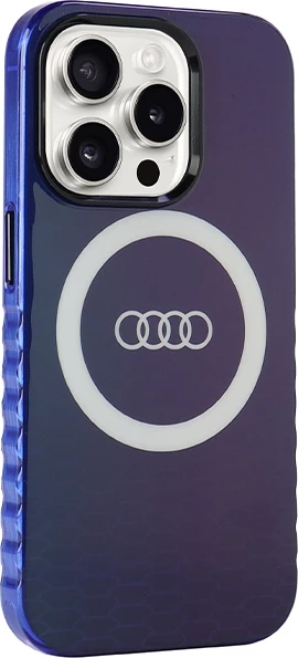 Zaščitni ovoj MagSafe z velikim logotipom Audi za iPhone 15 Pro, blu