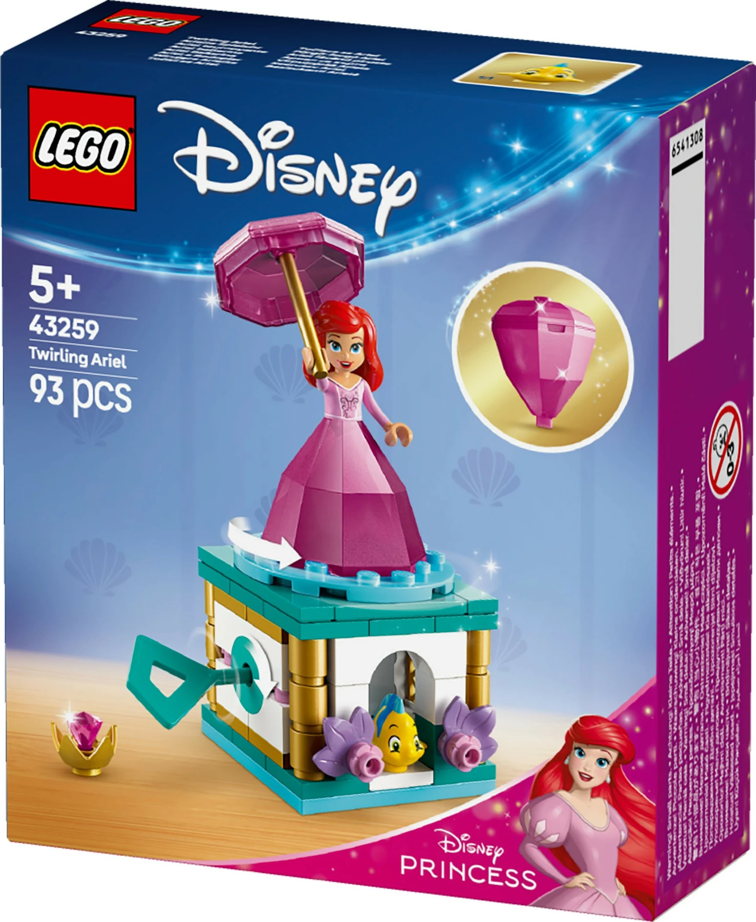 Set za gradnjo Disney Princess Ariel, LEGO 43259, 93 kosov, večbarven