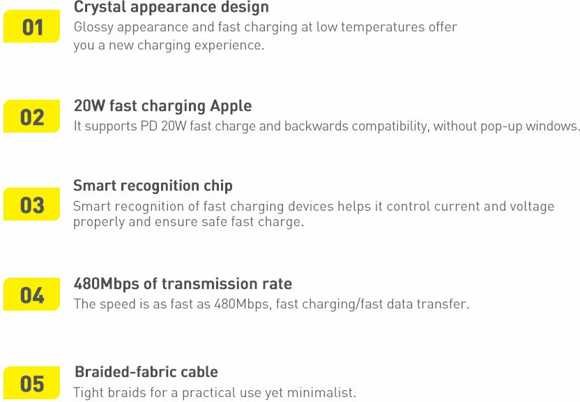 Kabel Baseus Crystal Shine Series CAJY000305, 2 m, Lightning v USB-C, 20 W, vijoličen