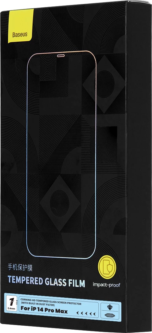 Zaščitno kaljeno steklo 0,4 mm za iPhone 14 Pro Max, Baseus, prozorno, z montažnim kompletom