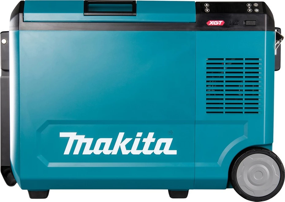 Prenosna termična škatla, hladilno-grelna, Makita CW004GZ 40V, LED zaslon, na kolesih, črno/modra