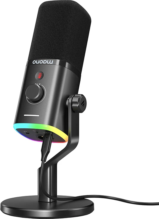 Dinamičen mikrofon Maono PD100X, XLR/USB-C, 48 kHz 24-bit, kardioiden, z RGB, črn