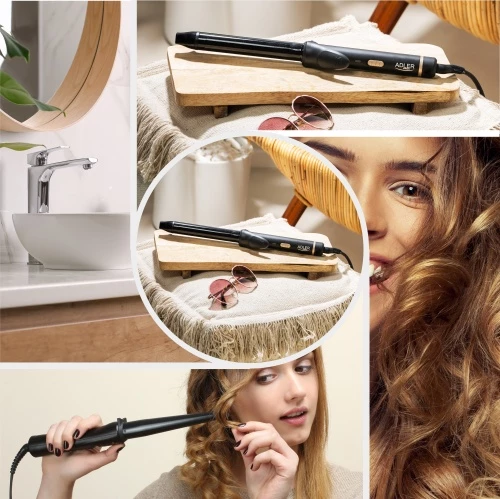 Kodralnik za lase, keramičen 25 mm, Adler AD 2115, 45 W, črn z zlatimi elementi